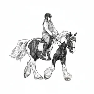 Horse white engraving example